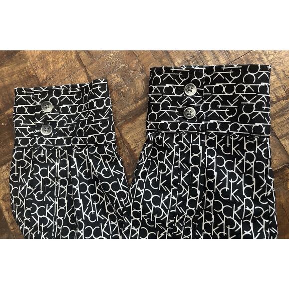 Calvin Klein Black & White CK All Over Logo Women's Long Sleeve Shirt Blouse M - Picture 13 of 16